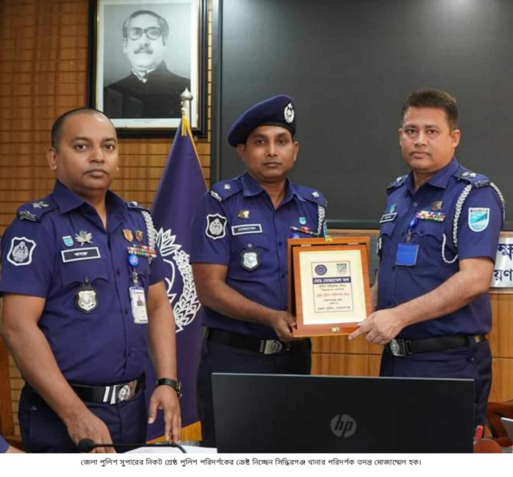 জেলার শ্রেষ্ঠ পুলিশ পরিদর্শক হয়েছেন সিদ্ধিরগঞ্জ থানার পরিদর্শক তদন্ত মোজাম্মেল হক জেলার শ্রেষ্ঠ পুলিশ পরিদর্শক হয়েছেন সিদ্ধিরগঞ্জ থানার পরিদর্শক তদন্ত মোজাম্মেল হক