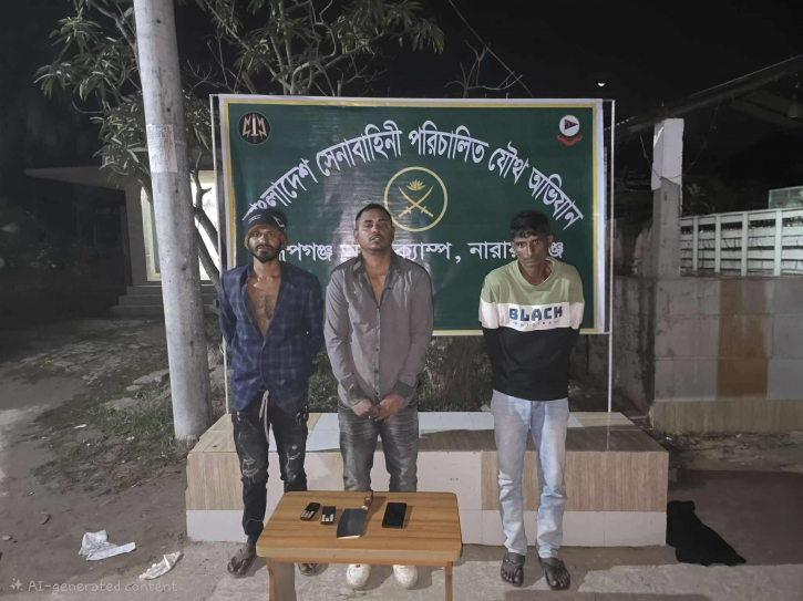 রূপগঞ্জে যৌথ অভিযানে অস্ত্র ডাকাতি ও অপহরণ মামলার তিন আসামি গ্রেফতার