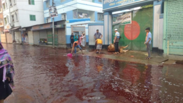 বৃষ্টির জলাবদ্ধতায় মিশেছে গরুর রক্ত বর্জ্য