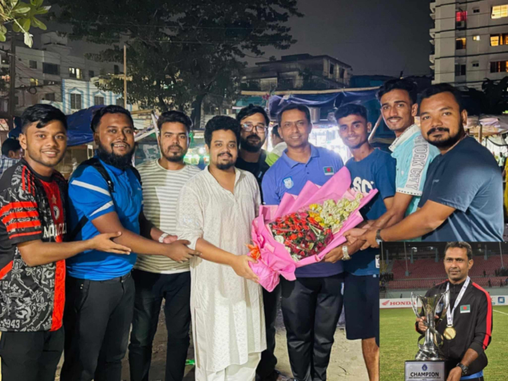 মহিলা ফুটবল দলের গোলকিপার কোচ উজ্জ্বলকে ইসদাইর উদ্দীপ্ত তরুণ সংঘের শুভেচ্ছা মহিলা ফুটবল দলের গোলকিপার কোচ উজ্জ্বলকে ইসদাইর উদ্দীপ্ত তরুণ সংঘের শুভেচ্ছা