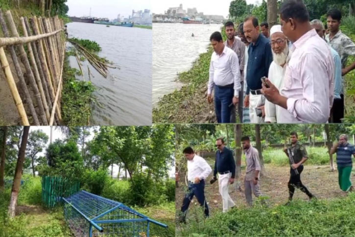 শীতলক্ষ্যার ভাঙনে বিলীন হতে বসেছে শান্তিনগর কবরস্থান