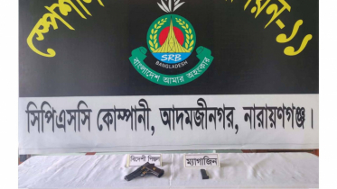 আড়াইহাজারে পরিত্যক্ত জমিদার বাড়ি থেকে বিদেশি পিস্তল ও ম্যাগাজিন উদ্ধার