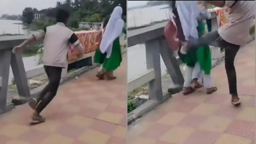 স্কুলছাত্রীকে লাথি: উল্টো শাস্তি পেল ভুক্তভোগী!